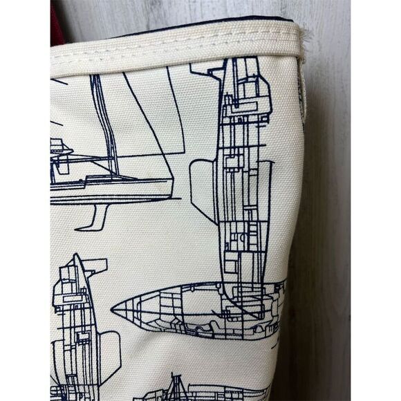 Vintage LL Bean Boat and Tote Bag Nautical‎ Sailing Design cream large - Picture 4 of 12